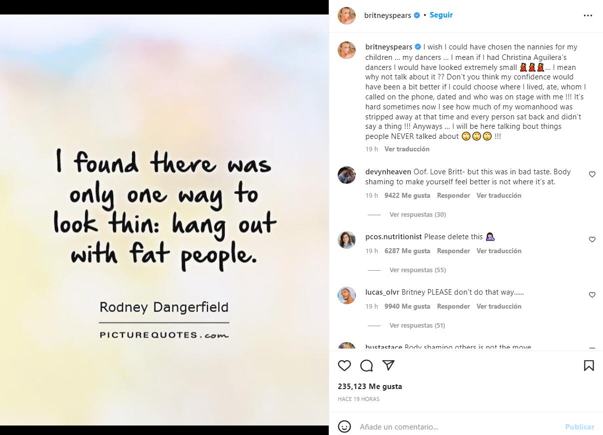 Britney Spears criticada por señalar los cuerpos de las bailarinas de Christina Aguilera