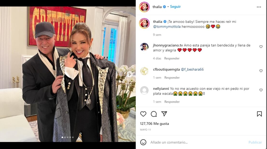 Thalía y Tommy Mottola lideran la lista de parejas con diferencia de edad