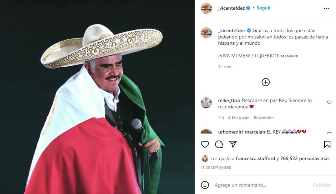 Muere Vicente Fernández a los 81 años