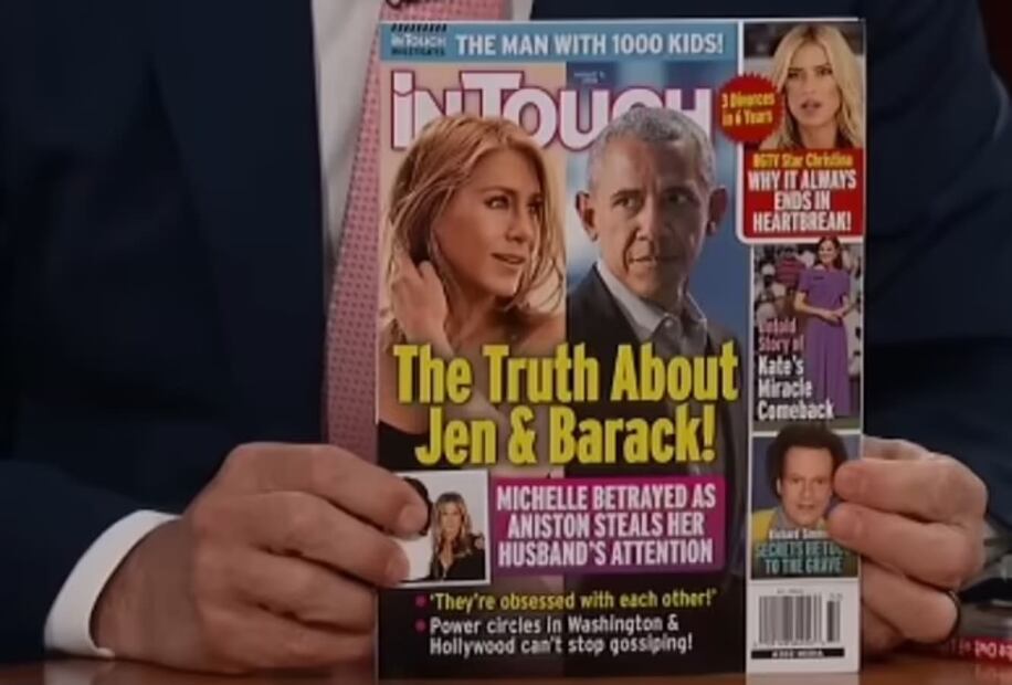 La revista que inició los rumores de Jennifer Aniston y Barack Obama / Foto: Captura