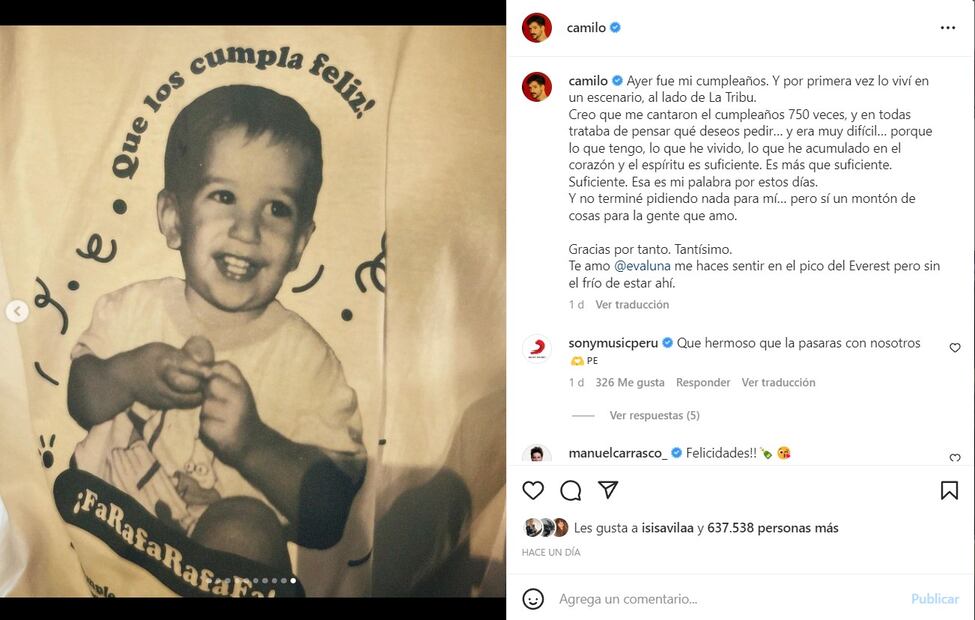 Sin ropa: Evaluna celebra a Camilo Echeverry con una atrevida foto