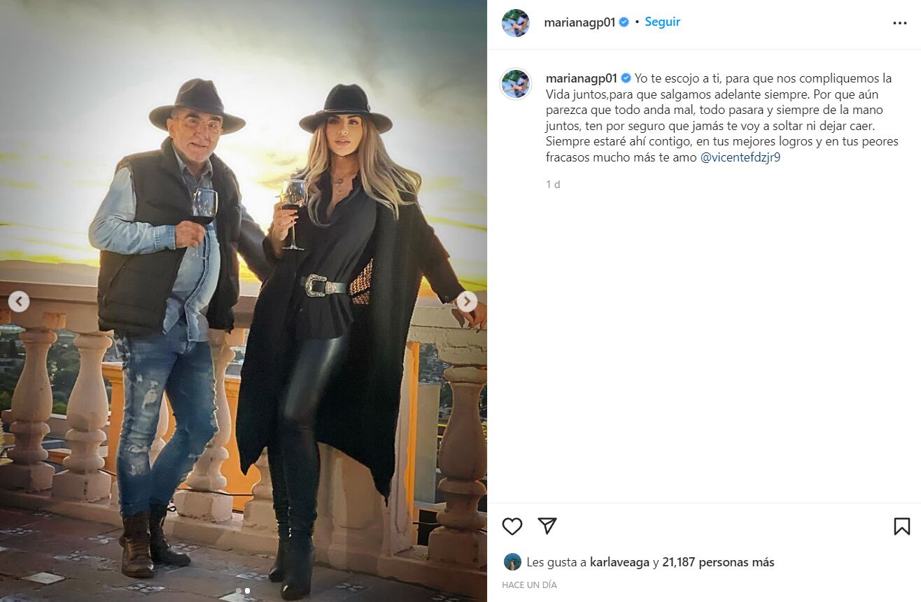 "Jamás te voy a soltar", el mensaje de Mariana González a Vicente Fernández Jr.