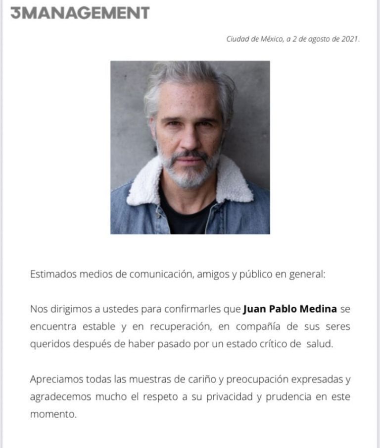 Reportan estable a Juan Pablo Medina ¿Por qué lo hospitalizaron?