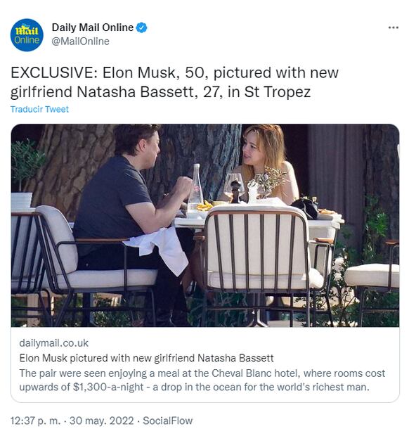 Quién es Natasha Bassett, la nueva novia de Elon Musk