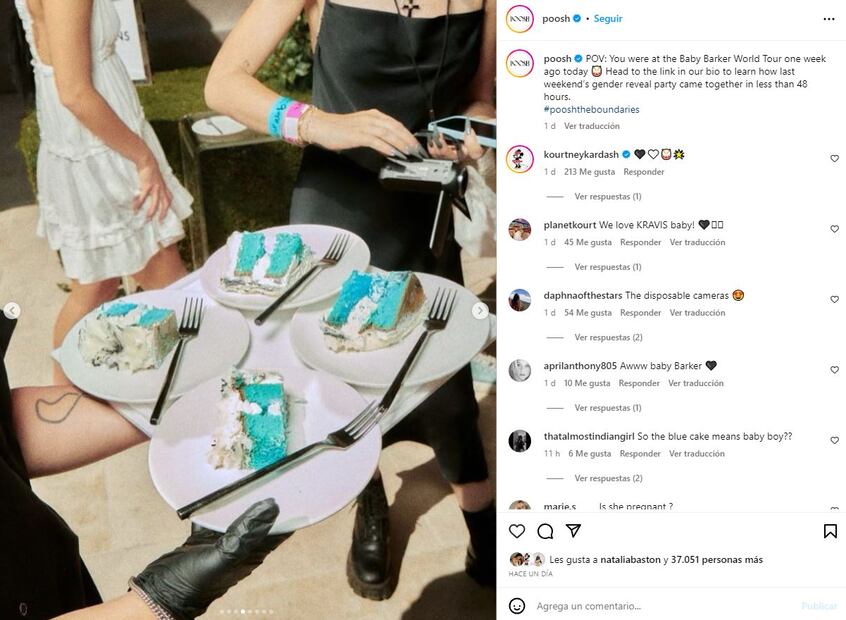 El pastel del baby shower de Kourtney Kardashian fue azul / Instagram
