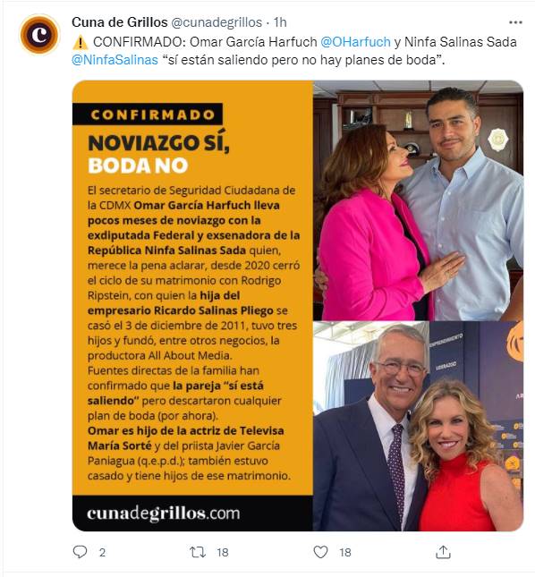 María Sorté presume portada en la que sale Omar García Harfuch de niño