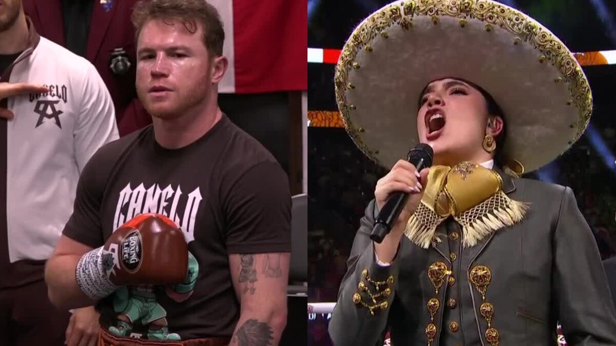 La reacción del 'Canelo' Álvarez al error de Camila Fernández cantando el himno nacional