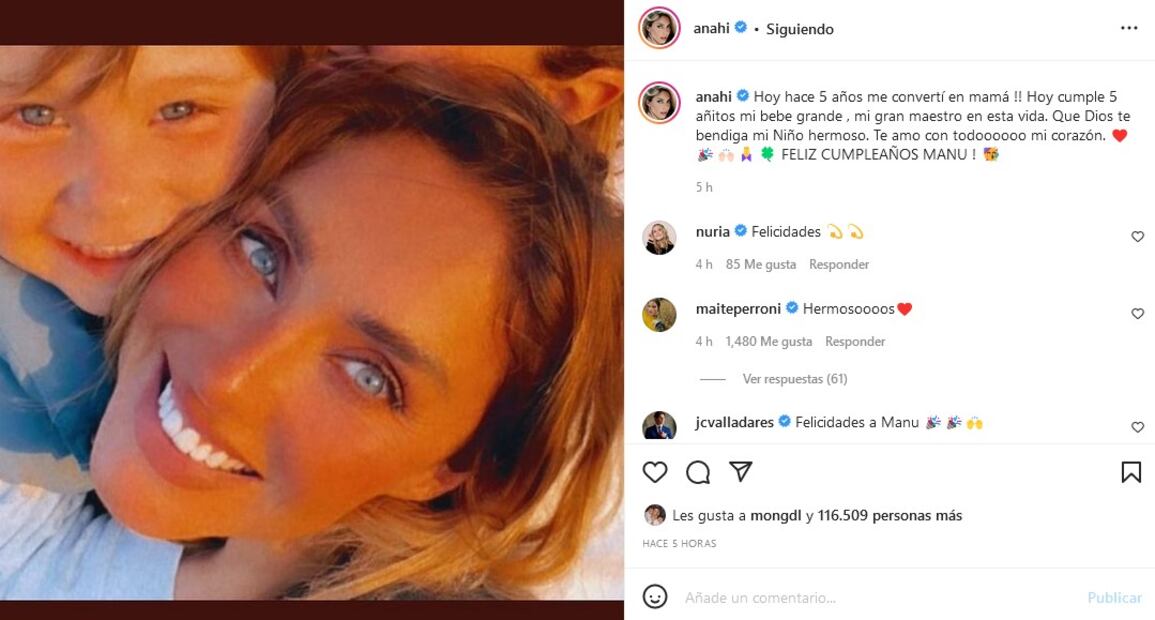 Anahí y Manuel Velasco celebran los cinco años de su hijo Manuel