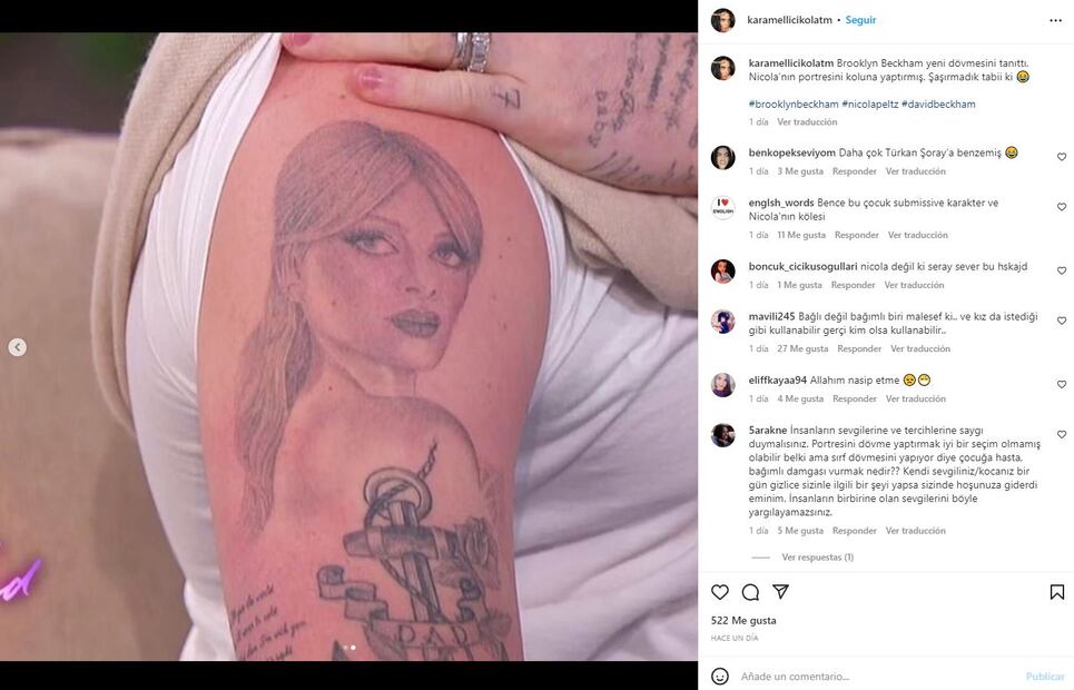 El ¿bonito? tatuaje de Brooklyn Beckham de la cara de Nicola Peltz