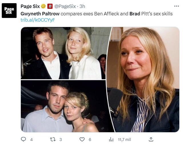 Gwyneth Paltrow revela detalles íntimos de sus relaciones con Brad Pitt y Ben Affleck