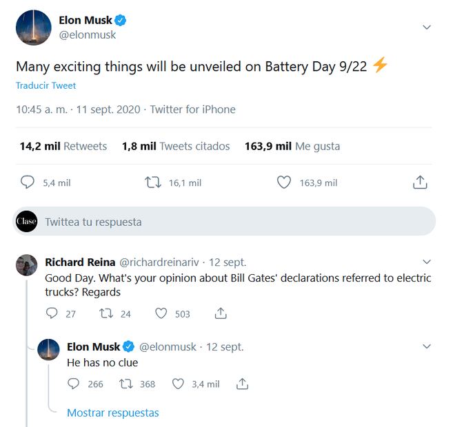 Elon Musk critica a Bill Gates por su opinión sobre autos eléctricos