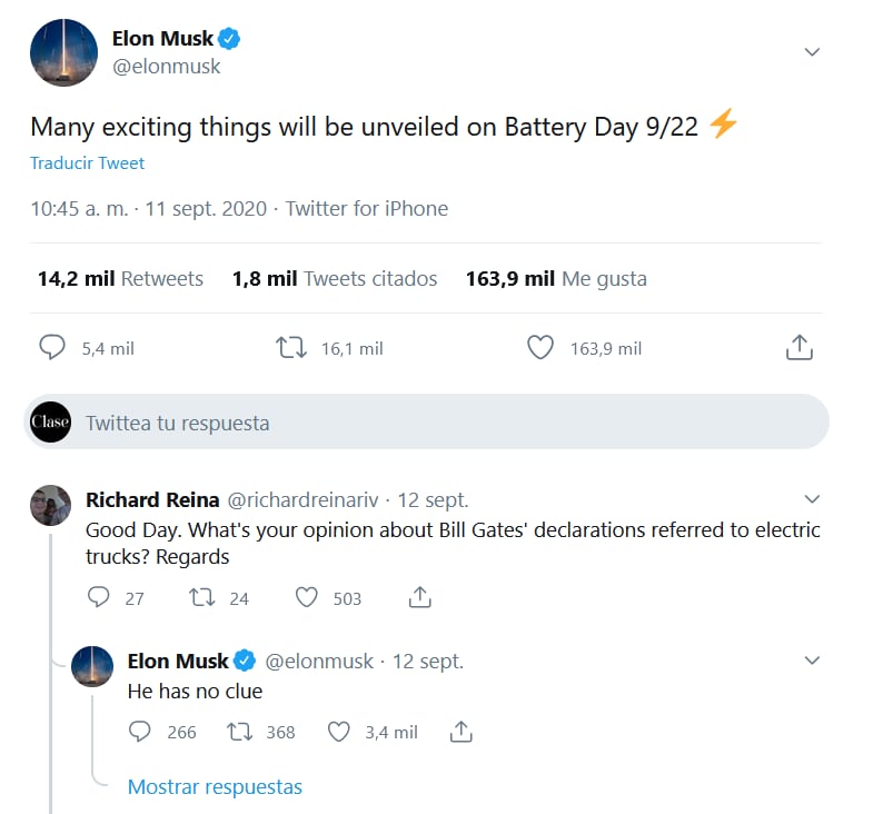 Elon Musk critica a Bill Gates por su opinión sobre autos eléctricos