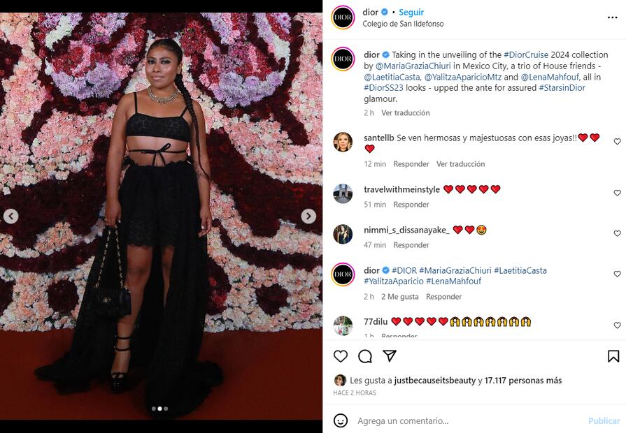 Yalitza Aparicio en el desfile de la colección 'Crucero 2024' de Dior / Instagram