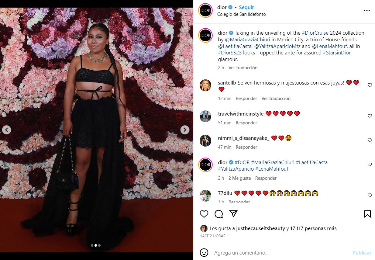 Yalitza Aparicio en el desfile de la colección 'Crucero 2024' de Dior / Instagram