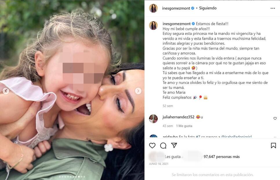 Inés Gómez Mont celebra en total silencio el cumpleaños 4 de María