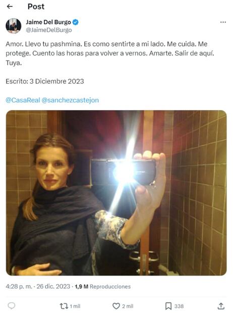 La foto de Letizia de España compartida por Jaime Del Burgo / Getty Images