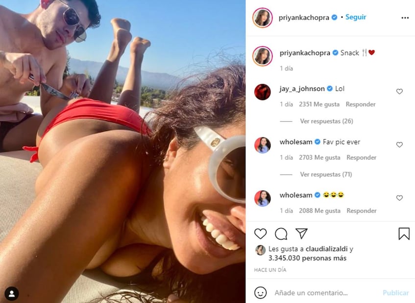 Nick Jonas bromea con foto del derriere de Priyanka Chopra: snack!