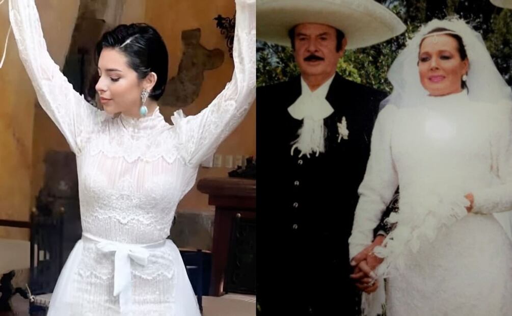 Ángela Aguilar en su boda - Flor Silvestre y Antonio Aguilar / Fotos: Redes sociales
