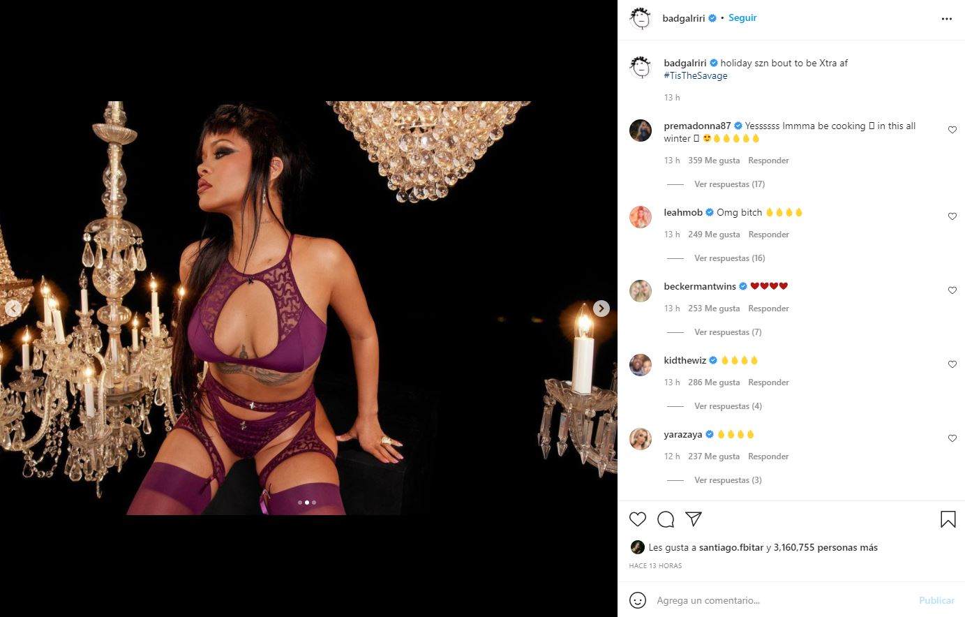 Rihanna impacta con lencería púpura y presume corte de pelo mullet