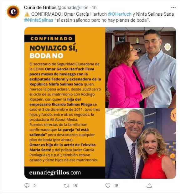 Ninfa Salinas y Omar García Harfuch, una relación que sorprendió a muchos