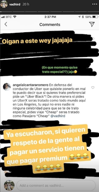 Vadhir Derbez se enfrenta a polémica tras discusión con conductor de Uber