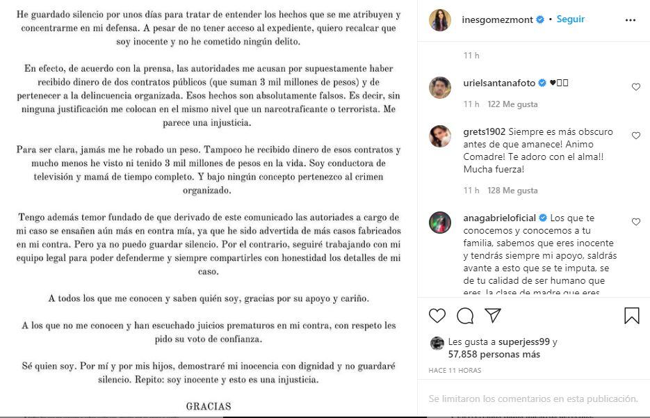 Inés Gómez Mont emite comunicado y no menciona a su esposo Álvarez Puga
