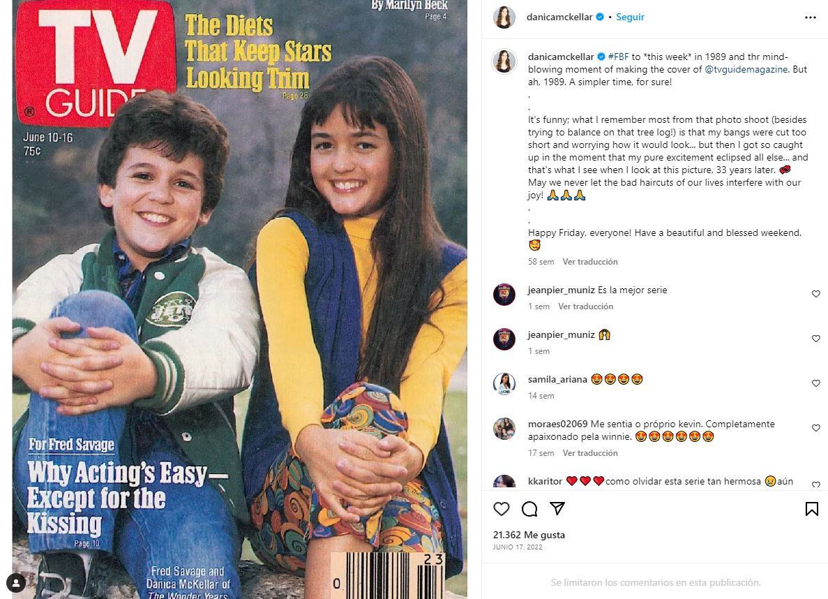 Fred Savage, Kevin Arnold, y Danica McKellar, Winnie Cooper / Instagram
