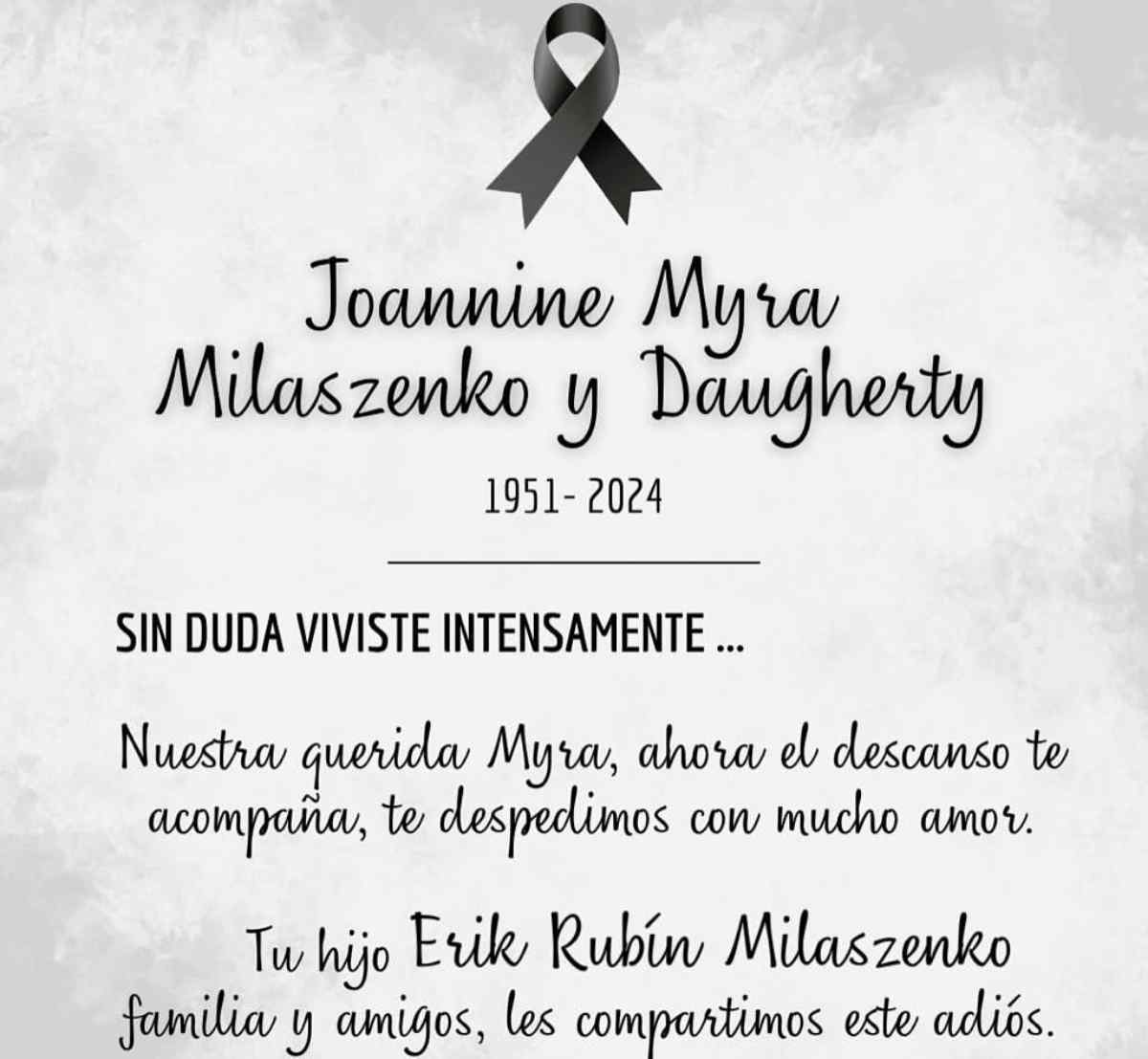Las fotografías que compartió Erik Rubín junto a Joannine Myra Milaszenko, su mamá,  tras su partida / Foto: Instagram