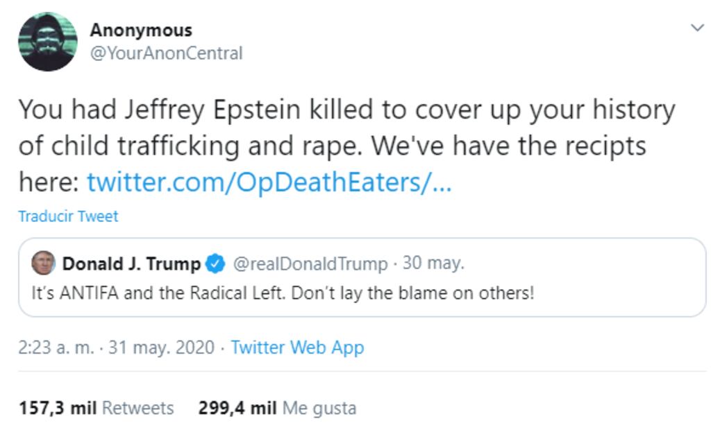 Anonymous vincula a Naomi Campbell, Donald Trump, Michael Bloomberg y Phil Collins con el pedófilo Jeffrey Epstein 