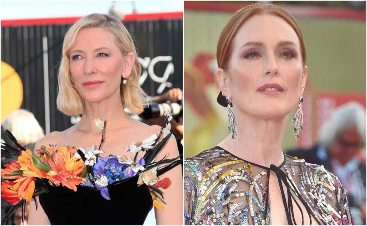 El lookazo de Cate Blanchett con flores en el pecho y las transparencias de Julianne Moore en Venecia