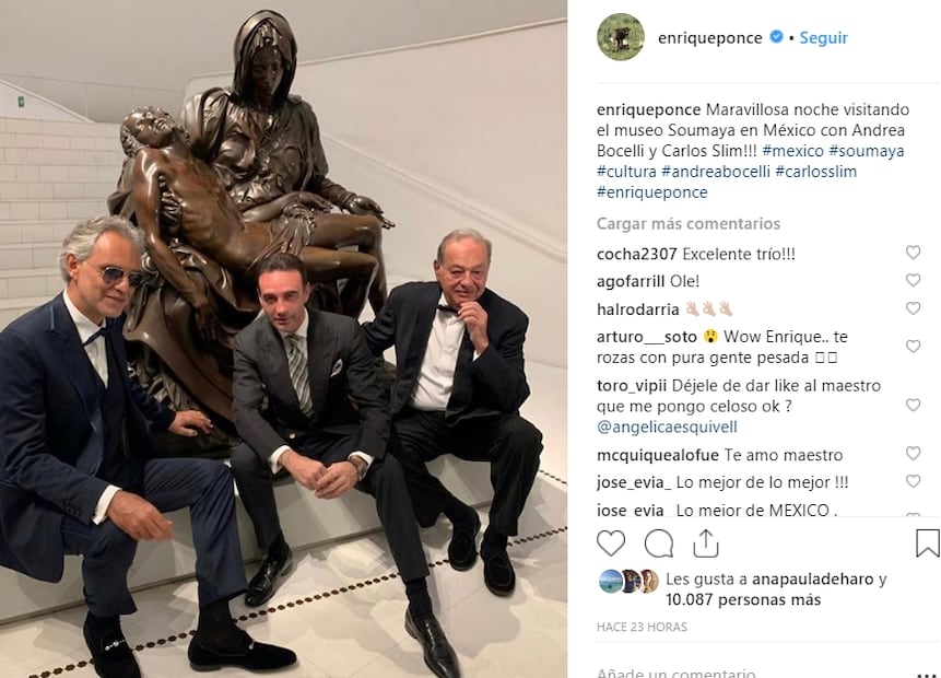 Carlos Slim y Andrea Bocelli en una elegante velada del museo Soumaya