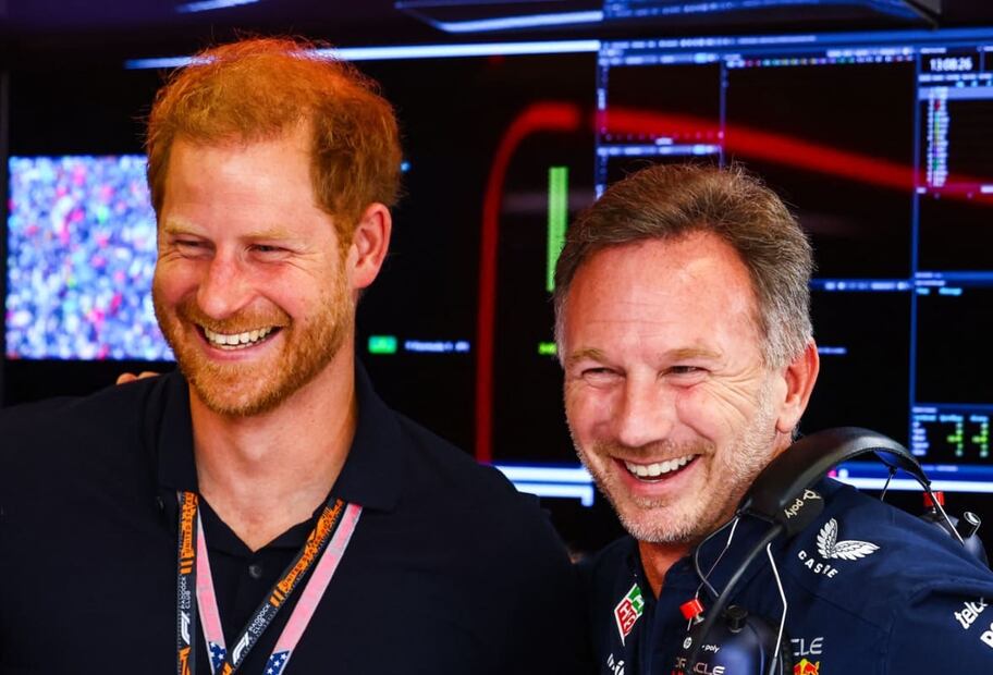 El príncipe Harry con Christian Horner, director de Red Bull Racing, en el GP de Estados Unidos / AFP