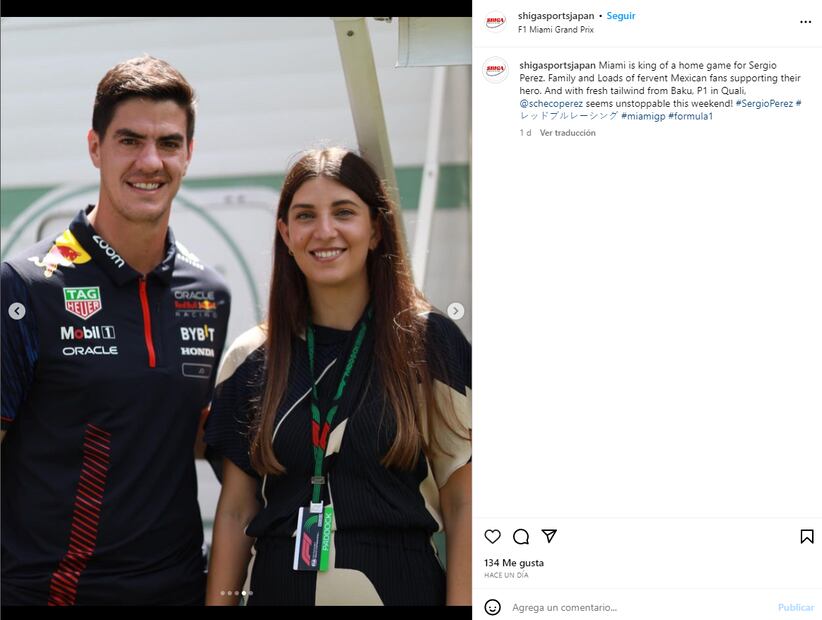 Carola Martínez y Carlos Slim Domit, el gran apoyo de Sergio 'Checo' Pérez en el GP de Miami
