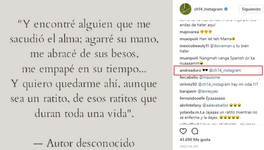 Chicharito le dedica romántico poema a Andrea Duro