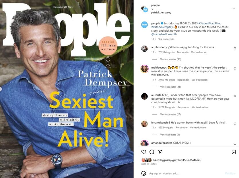 Patrick Dempsey nombrado el hombre más sexy del mundo en 2023 / Instagram: @people