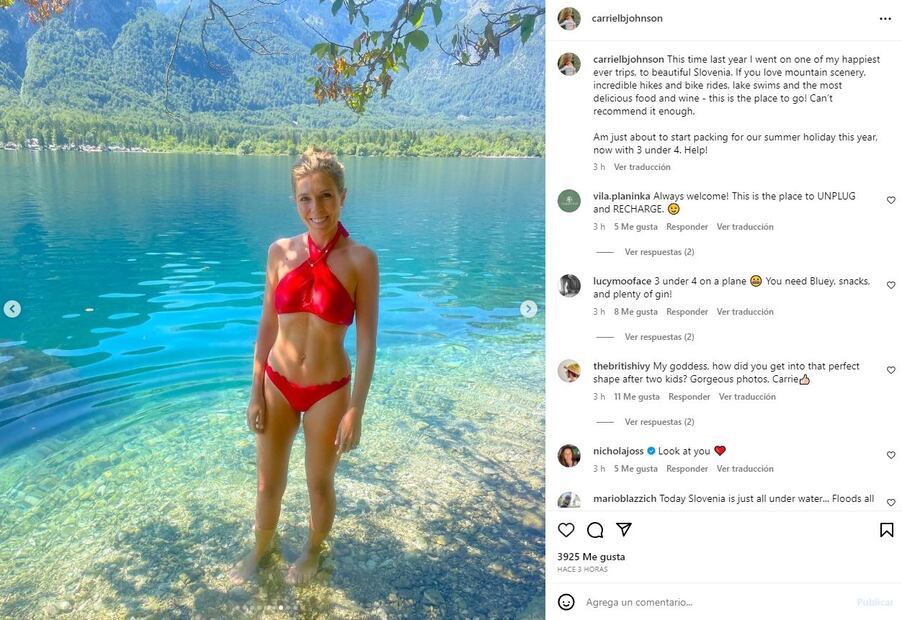 Carrie Johnson posa en bikini en Eslovenia / Instagram