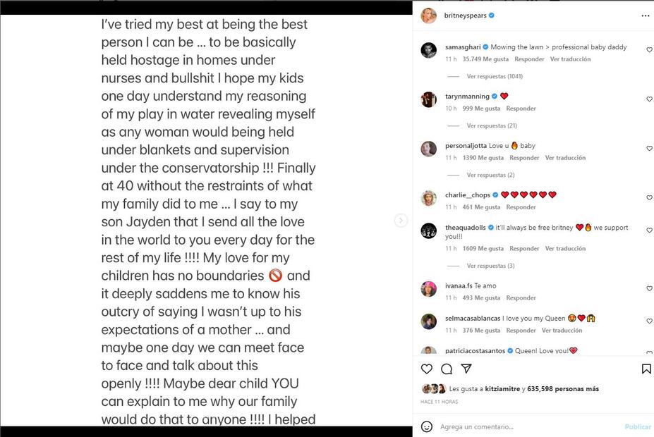 Hijo de Britney Spears, de 15 años, asegura que tomará un tiempo reconstruir la relación con su mamá