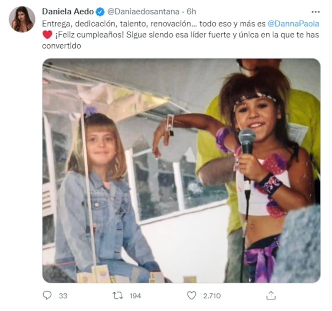Daniela Aedo, "Carita de Ángel", felicita a Danna Paola en su cumpleaños con nostálgica foto