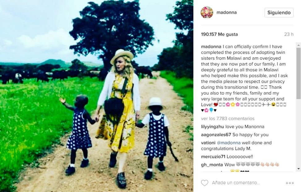 La primera fotografía de Madonna con sus nuevas hijas