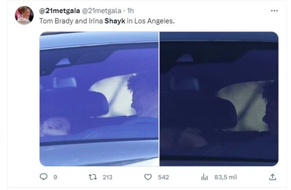 Irina Shayk y Tom Brady fueron captados juntos y muy cariñosos / Twitter