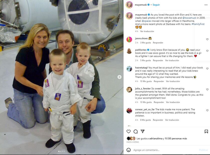 Elon Musk, sus hijos mellizos y su hermana Tosca Musk / Instagram