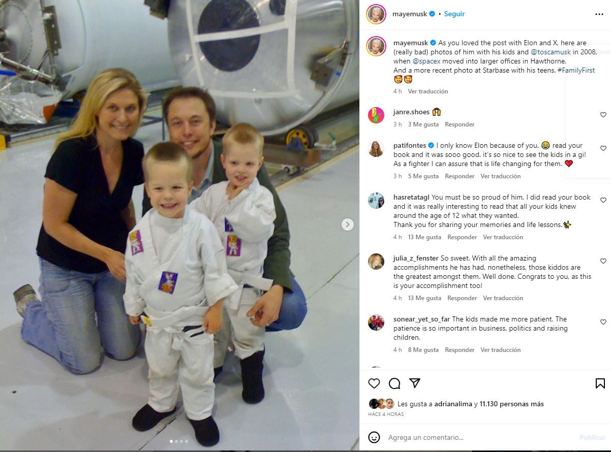 Elon Musk, sus hijos mellizos y su hermana Tosca Musk / Instagram