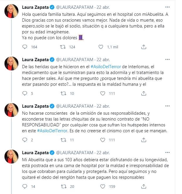 Eva Mange, abuelita de Thalía y Laura Zapata, abandona el hospital