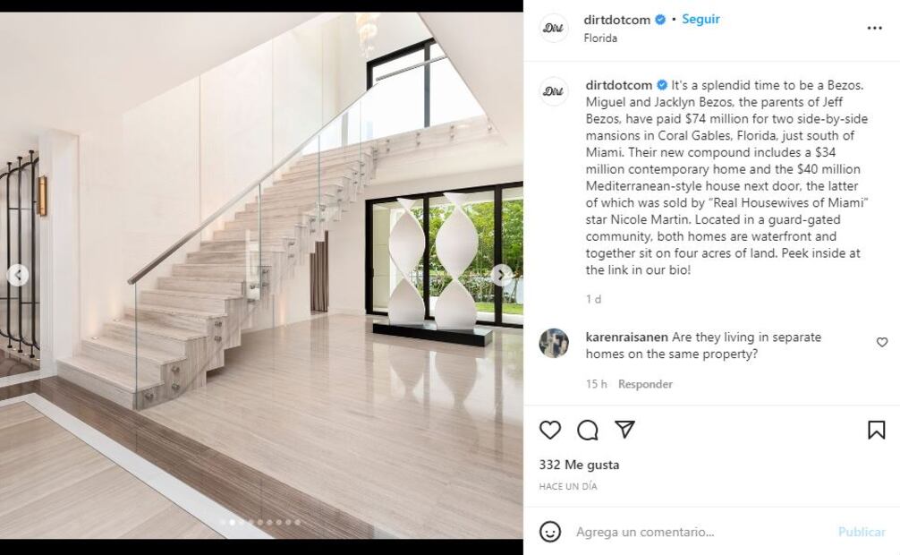 Papás de Jeff Bezos compran gigantesca propiedad por 74 millones de dólares