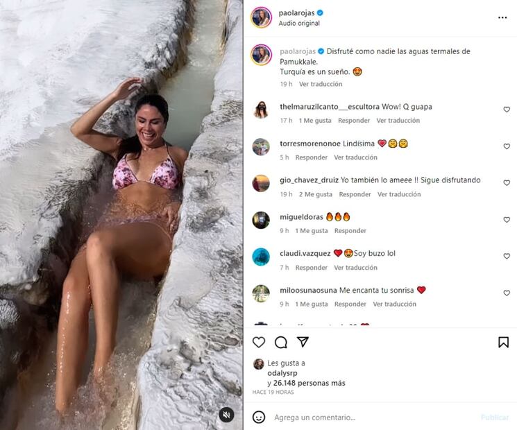 Paola Rojas disfrutó de las aguas terminales en Turquía / Instagram: @paolarojas