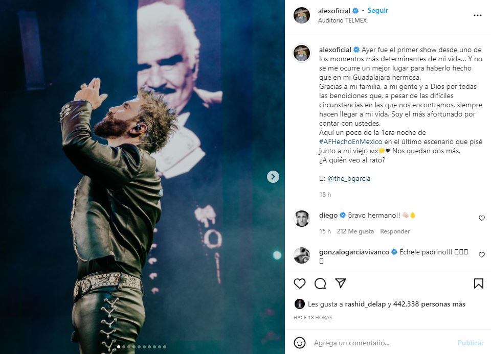 Alejandro Fernández da su primer concierto tras la muerte de su papá