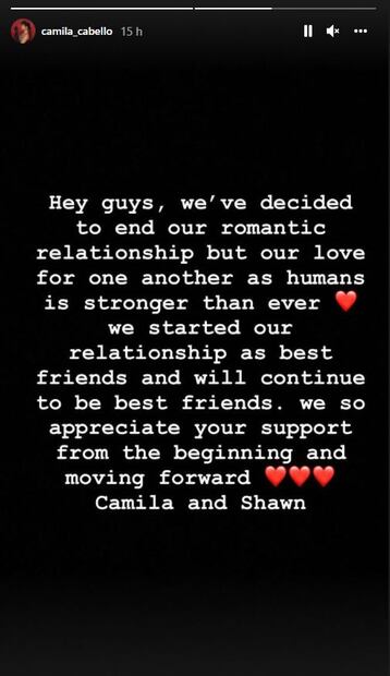 Camila Cabello y Shawn Mendes anuncian su rompimiento