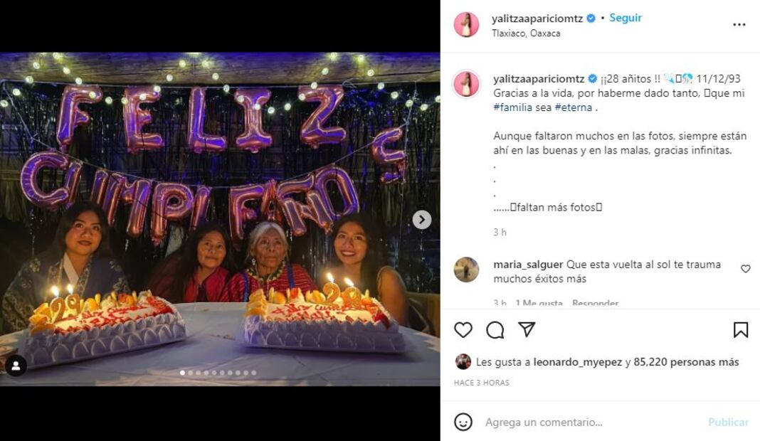 Yalitza Aparicio cumple 28 años y comparte conmovedoras fotos con su familia