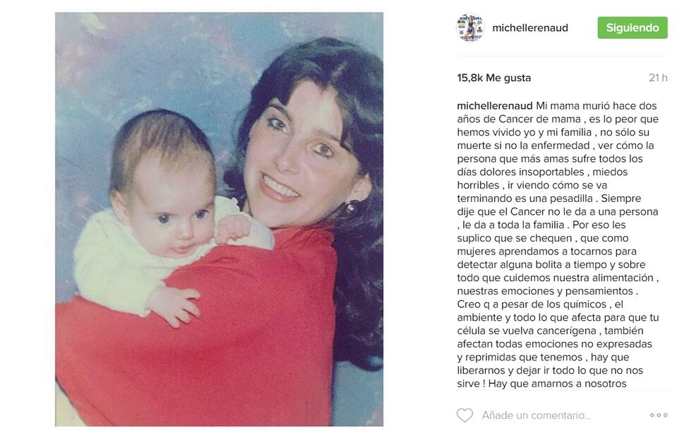 Michelle Renaud recuerda a su mamá con emotivo mensaje
