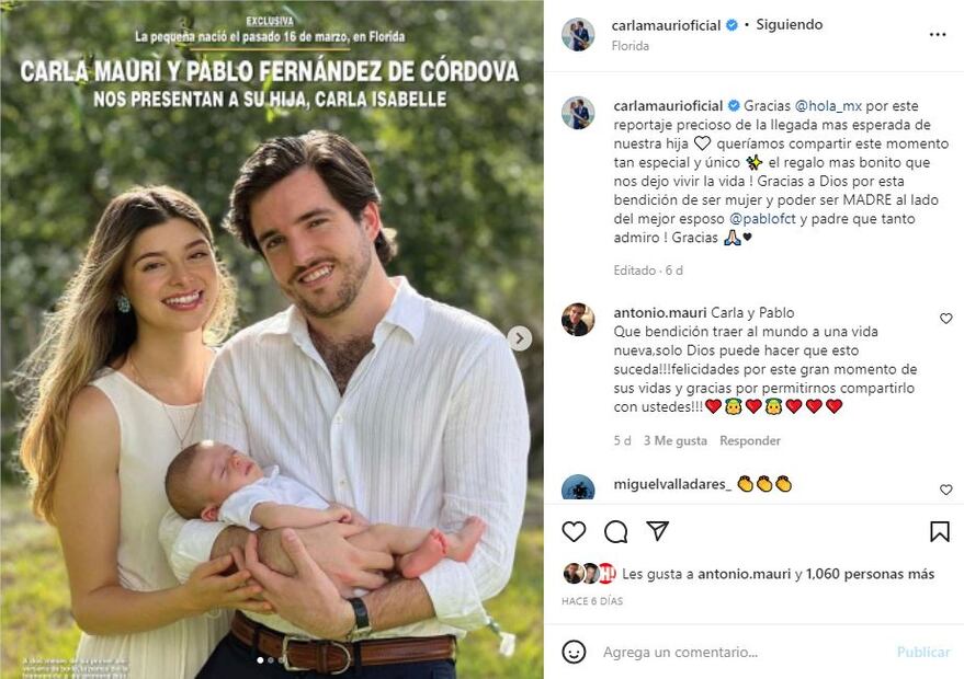 Toño Mauri habla de la llegada de su primera nieta Carla Isabelle